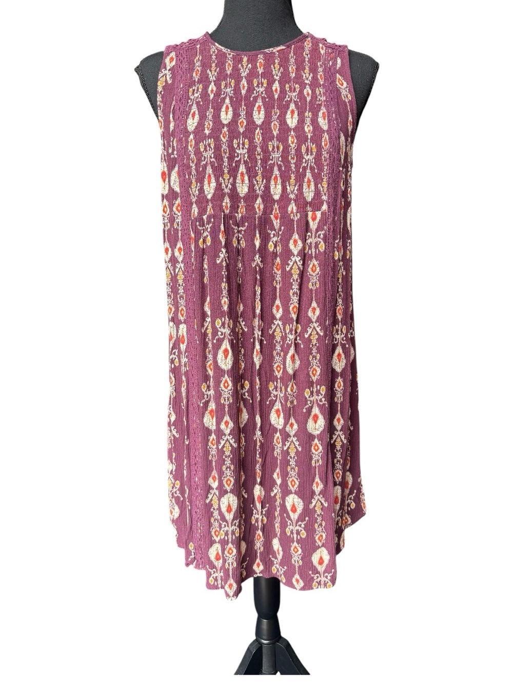 Knox Rose Plum and Cream Boho Printed Dress Size Small